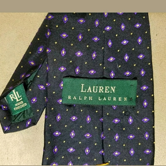 Ralph Lauren Silk Necktie Black and Purple - Picture 2 of 2